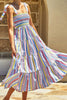Striped Tie-Shoulder Smocked Tiered Dress test