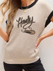 Howdy Cowboy Hat Embroidered Short Sleeve Sweater test