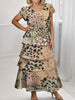Ruffle Layered Printed Maxi Dress