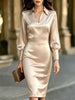 Satin Lantern Sleeve Midi Dress test