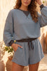 Stripe Oversized Long Sleeve Top Drawstring Loose Shorts 2pcs Set test