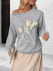 Floral Applique Boat Neck Sweatshirt test