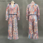 Women's Paisley Print Deep V Fringe Blouse & Wide-Leg Palazzo Pants Set