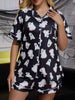 Halloween Ghost Print Button-Down Top and Shorts Lounge Set test