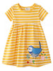 Children's Striped Bird Embroidered Casual Dress test