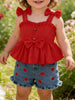 Children's Bowknot Top & Heart Denim Shorts Set test
