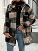 Button Down Collared Neck Plaid Teddy Coat with Pockets test