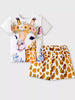 Children's Giraffe Floral Crown Print Tee and Shorts Pajama Set test