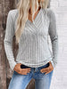 Ribbed V-Neck Long Sleeve Knit T-Shirt test