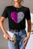 Heart Sequin Round Neck Short Sleeve T-Shirt test