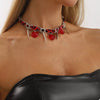 Heart Charm Choker Necklace with Metal Spikes test
