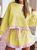 Contrast Frill Hem Round Neck Top and Shorts Set test