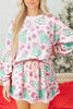 Floral Print Lace Trim Long Sleeve Top and Skirt Set test