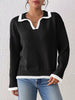 Contrast Trim Polo Collar Sweater test