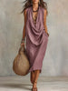 Full Size Cowl Neck Sleeveless Midi Dress Plus Size test