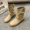 Studded Suede Mid-Calf Harness Boots test