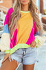 Color Block Round Neck Long Sleeve Top test