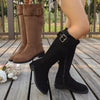 Round Toe Block Heels Boots test