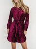Velvet Round Neck Tie Waist Long Sleeve Mini Dress test