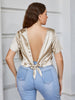 Plus Size Short Sleeve Tie Back Blouse test