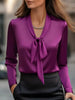 Satin Tie Front Long Sleeve Blouse test