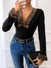 Leopard Trim V-Neck Long Sleeve Bodysuit test