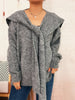 Ribbed Hem V-Neck Sweater with Shawl