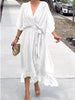 Full Size Batwing Sleeve Wrap Dress with Waist Tie Plus Size test