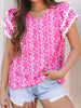 Floral Print Ric-rac Tiered Ruffled V Neck Blouse test