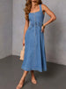 Sleeveless Button-Down Denim Midi Dress test