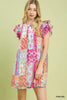 Umgee Mix Patchwork Flutter Sleeve Mini Dress test
