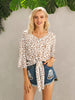 Ivy Lane Tied Printed Button Up V-Neck Blouse test