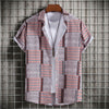 Men's Plus Size Patchwork Plaid Short Sleeve Casual Shirt test