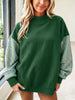 Gingham Sleeves Round Neck Sweatshirt test