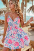 Floral Spaghetti Strap Surplice Neck Shirred Waist Mini Dress test
