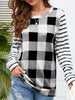 Plaid and Stripe Contrast Long Sleeve T-Shirt test