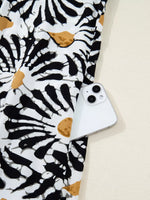 Black and tan abstract print pants with phone in pocket, Shopimist trendy family fashion