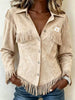 Full Size Fringed Snap Down Jacket Plus Size test