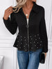 Pearl Embellished Zip-Up Peplum Outerwear test