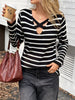 Striped Cross Front Long Sleeve Knit Top test