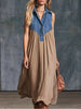 Sleeveless Denim Patchwork Midi Dress test