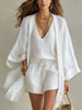 Full Size Elegant Tank and Drawstring Shorts with Cardigan 3-Piece Set Plus Size test