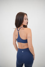 I Live in Luxury Navy Blue Sports Bra