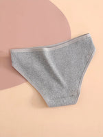 5pcs Solid Ribbed Briefs, Comfy & Breathable Stretchy Intimates Panties, Women's Lingerie & Underwear