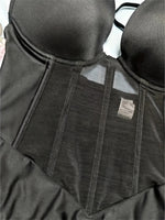 1pc Sexy Corset Solid Color Deep V Neck Contouring Onesie Belly Control Waist Trainer Slimming Thong Shapewear Women'S Lingerie