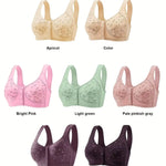 Elegant Front Buckle Floral Bra for Women – 7-Piece Set,Pressurized Support, Adjustable,Breathable, Ideal for Breastfeeding