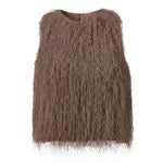Women's 2026 Trendy White Fluffy Fur Sleeveless Cropped Top Soft Fuzzy Blouse Casual Party Daily Streetwear Fashion Top