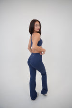 I Live in Luxury Navy Blue Flare Pant
