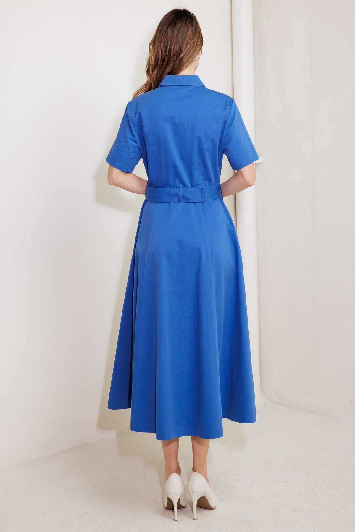 LUXE LIVING BLUE WOVEN MIDI DRESS