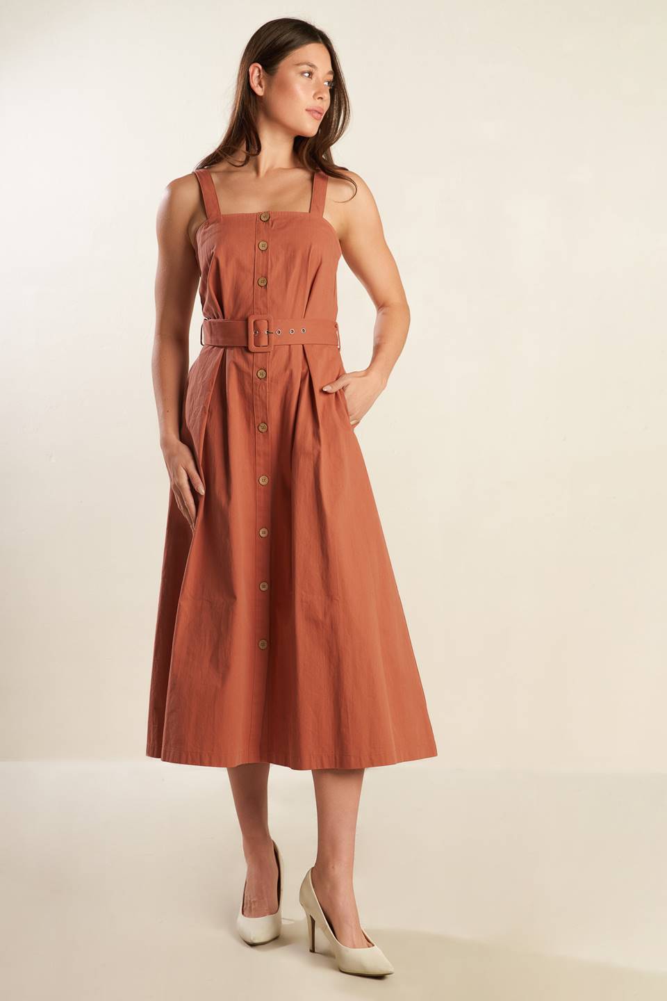 CALIFORNIA DREAMING WOVEN MIDI DRESS